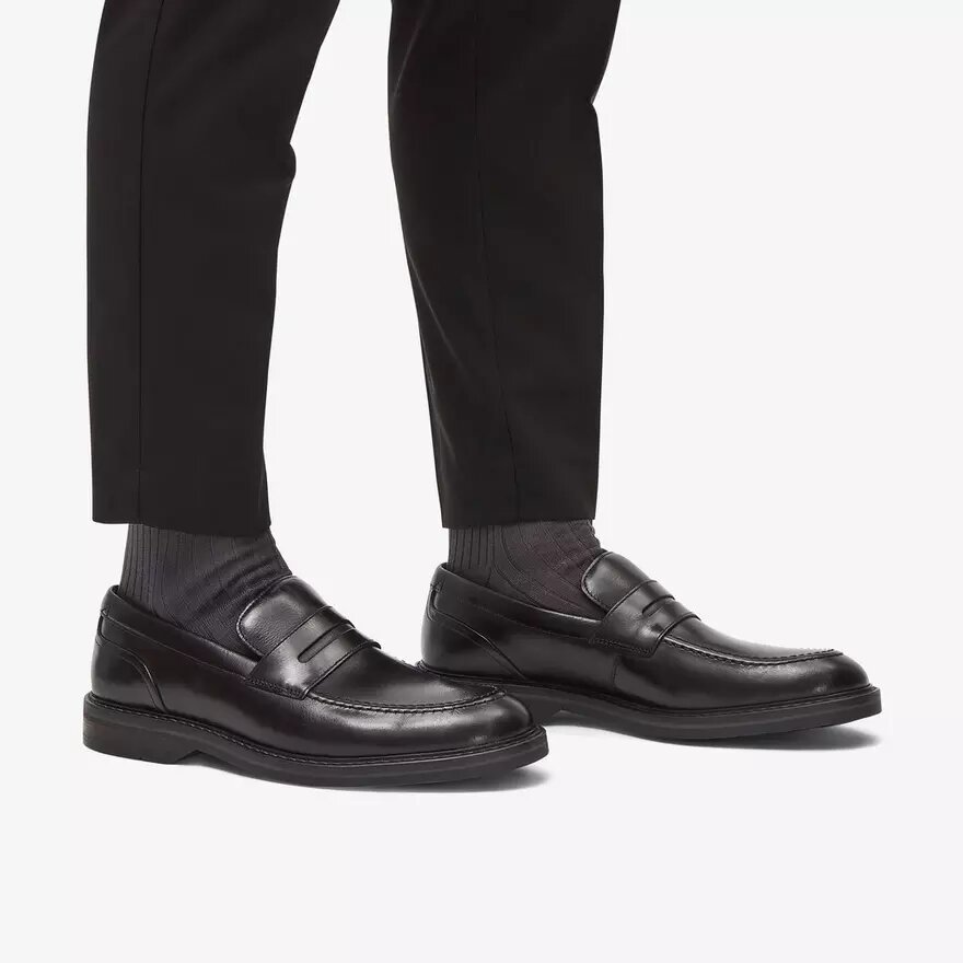 Mens Aldwin Step Black Leather Loafer Shoes Mens Aldwin Step Black Leather Loafer Shoes