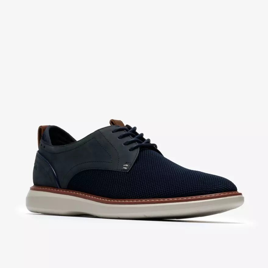 Mens Brantin Plain Navy Knit Derby Shoe Mens Brantin Plain Navy Knit Derby Shoe