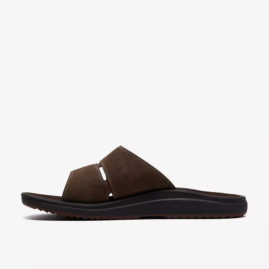 Mens Breeze Slide Dark Brown Flip Flops| Clarks Mens Breeze Slide Dark Brown Flip Flops| Clarks