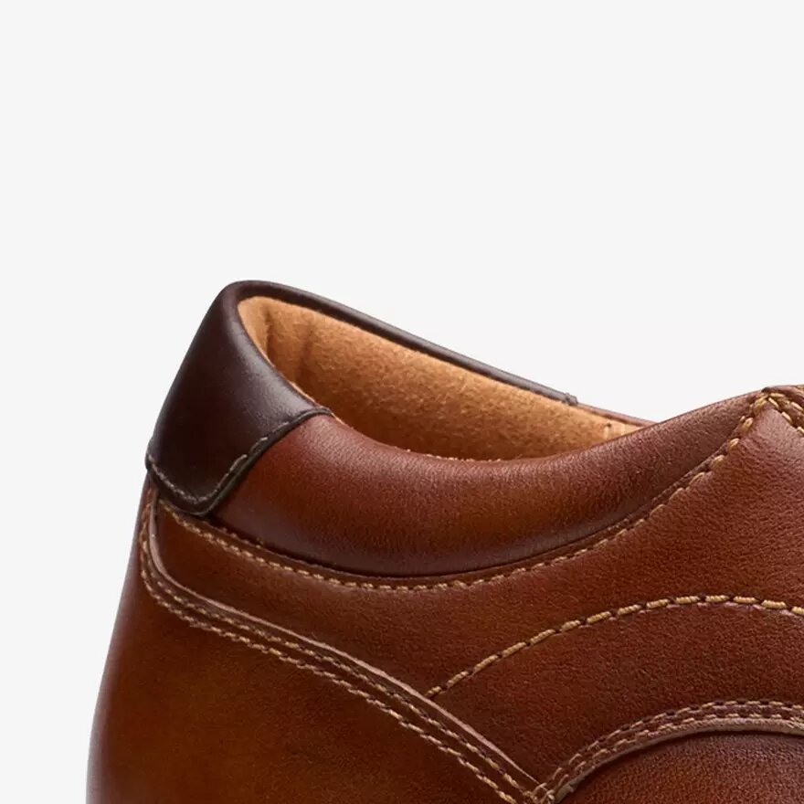 Mens Eldredge Step Dark Tan Leather Shoes Mens Eldredge Step Dark Tan Leather Shoes