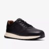 Mens Radwell Tie Black Leather Sneakers