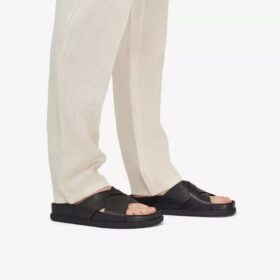 Mens Torford Cross Black Leather Flat Sandals Mens Torford Cross Black Leather Flat Sandals