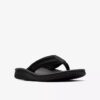 Mens Wesley Surf Black Leather Flip Flop