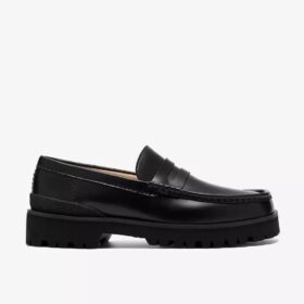 Mens Yukoner Penny Black Leather Loafers