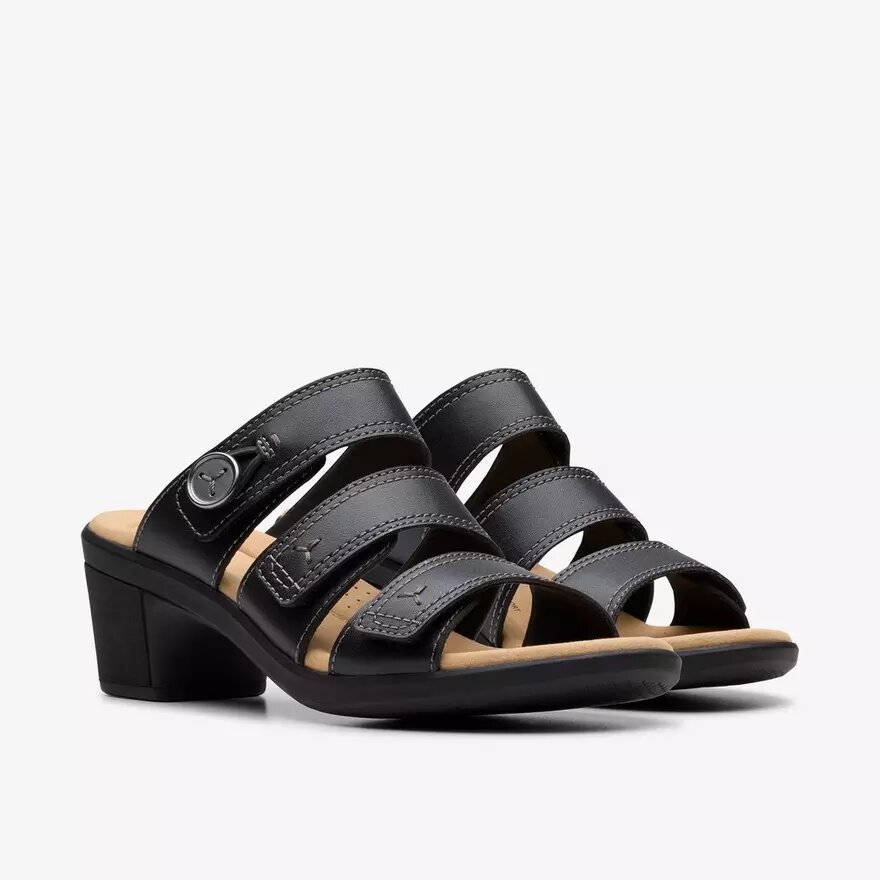 Women’s Emily 2 Adella Black Leather Heeled Sandals Women’s Emily 2 Adella Black Leather Heeled Sandals