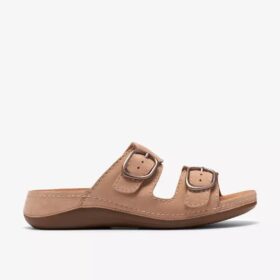 Womens Cecily Step Beige Nubuck Flat Sandals