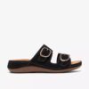 Womens Cecily Step Black Nubuck Flat Sandals