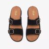 Womens Cecily Step Black Nubuck Flat Sandals