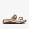 Womens Cecily Step Champagne Leather Flat Sandals