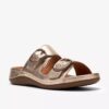 Womens Cecily Step Champagne Leather Flat Sandals