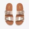 Womens Cecily Step Champagne Leather Flat Sandals