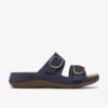Womens Cecily Step Navy Nubuck Flat Sandals