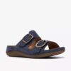 Womens Cecily Step Navy Nubuck Flat Sandals