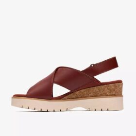 Womens Diaz Cross Burnt Orange Leather Wedges