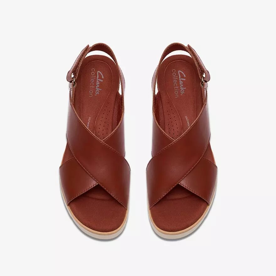 Womens Diaz Cross Burnt Orange Leather Wedges Womens Diaz Cross Burnt Orange Leather Wedges