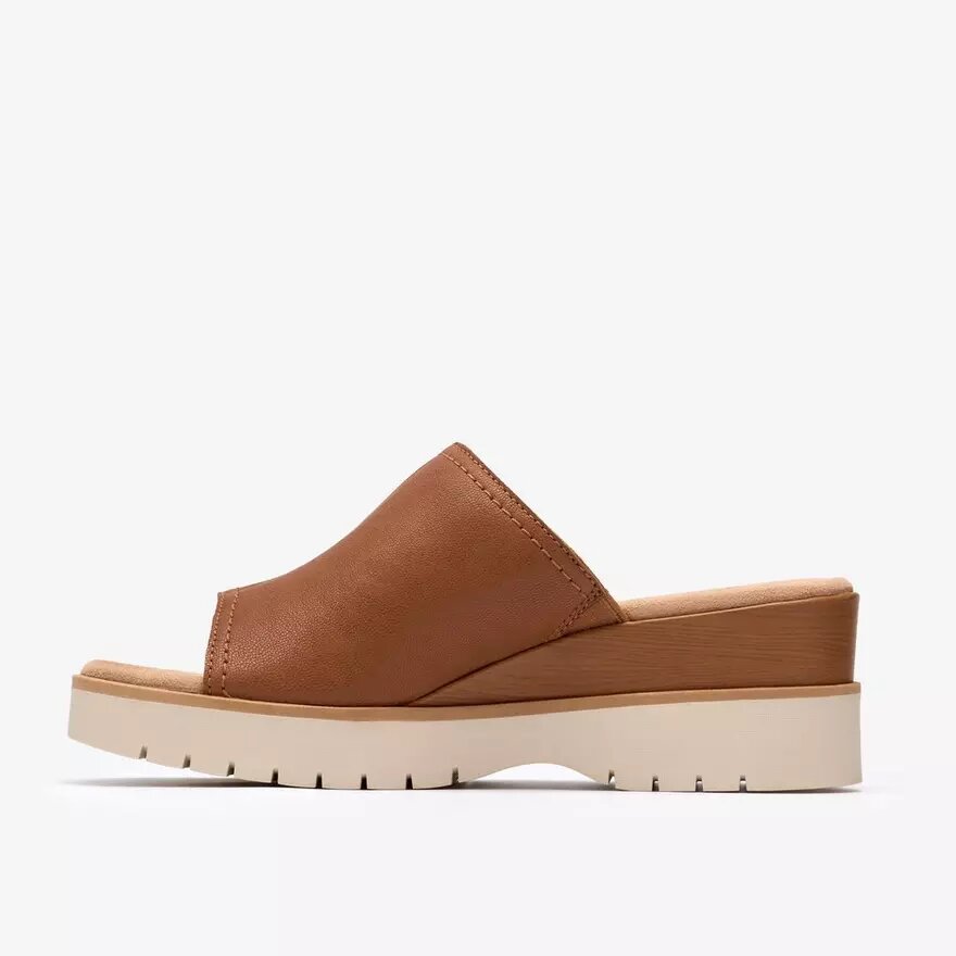Womens Diaz Slide Tan Leather Wedges Womens Diaz Slide Tan Leather Wedges