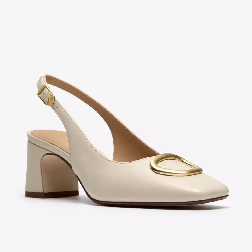 Womens Fernie Sling Cream Leather Court Shoes Womens Fernie Sling Cream Leather Court Shoes
