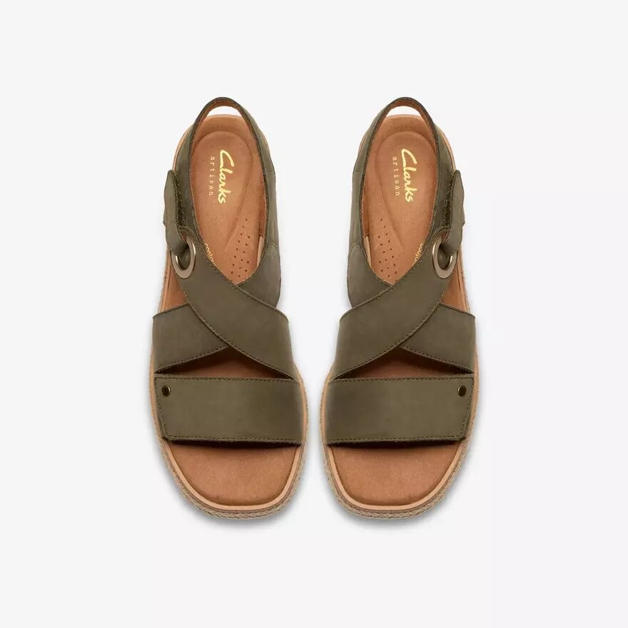 Womens Kidiki Sun Dark Olive Nubuck Wedges Womens Kidiki Sun Dark Olive Nubuck Wedges