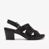 Womens Kymber Shine Black Leather Heeled Sandals Womens Kymber Shine Black Leather Heeled Sandals