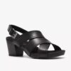 Womens Kymber Shine Black Leather Heeled Sandals Womens Kymber Shine Black Leather Heeled Sandals