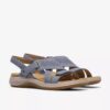 Womens Maelynn Gem Denim Blue Nubuck Flat Sandals Womens Maelynn Gem Denim Blue Nubuck Flat Sandals