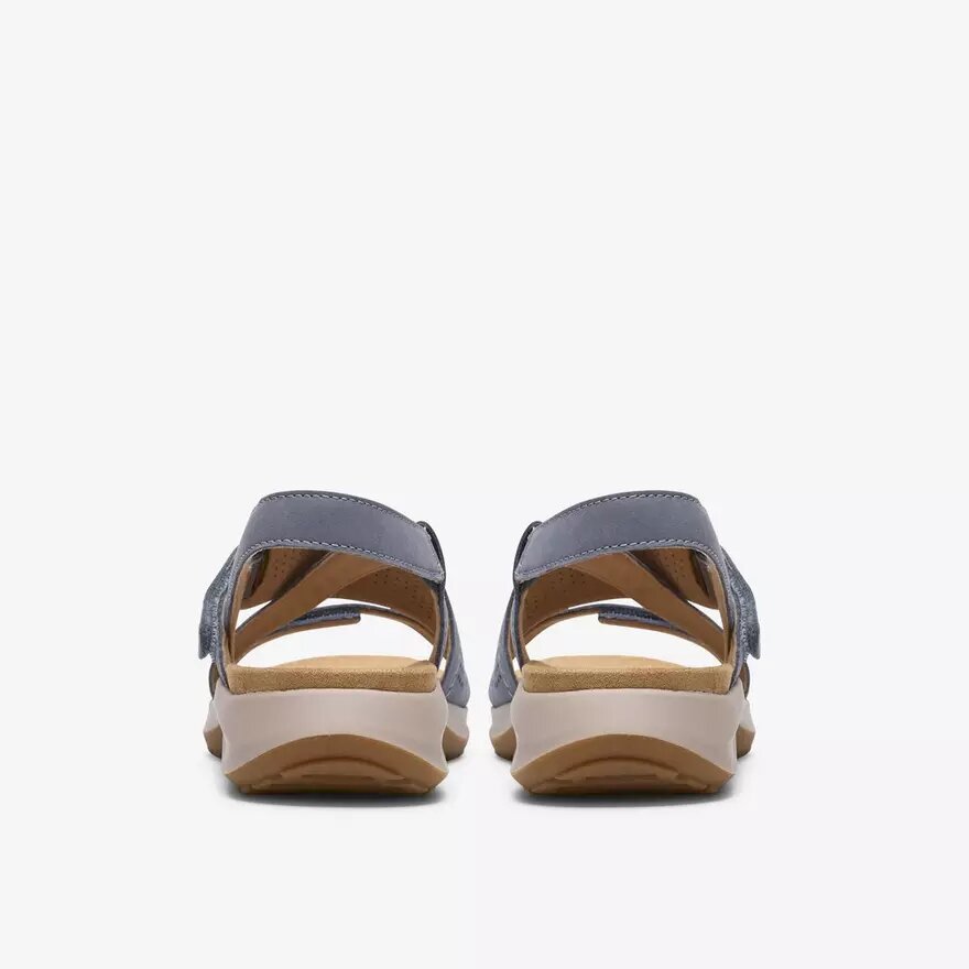 Womens Maelynn Gem Denim Blue Nubuck Flat Sandals Womens Maelynn Gem Denim Blue Nubuck Flat Sandals