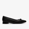 Womens Natalyn Trim Black Leather Slip-Ons