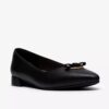 Womens Natalyn Trim Black Leather Slip-Ons