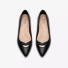 Womens Natalyn Trim Black Leather Slip-Ons