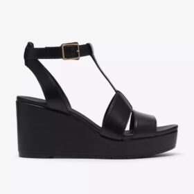 Womens Sabina Hope Black Leather Wedges Womens Sabina Hope Black Leather Wedges