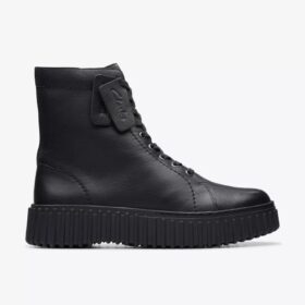 Womens Torhill Rise Black Leather Ankle Boots Us