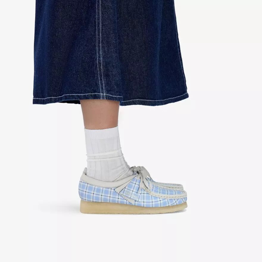 Womens Wallabee Gingham Blue Check Womens Wallabee Gingham Blue Check