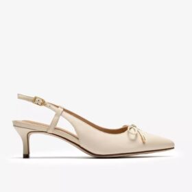 Womens Zarey Bow Cream Leather Pumps